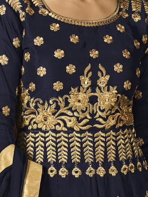 embroidered semi-stitched anarkali suit - 15881874 - Standard Image - 2