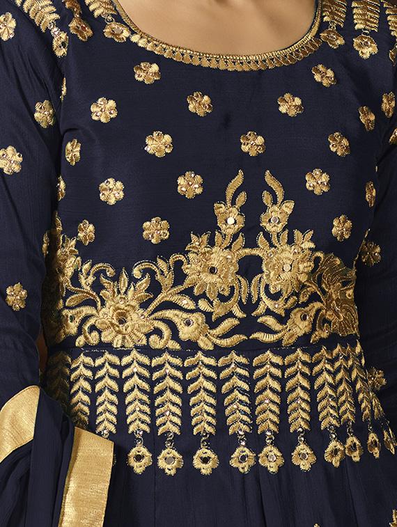 embroidered semi-stitched anarkali suit - 15881874 - Zoom Image - 2