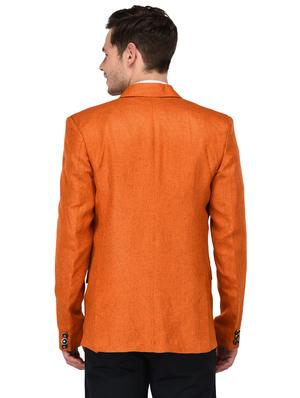 orange linen single breasted casual blazer - 15882468 - Standard Image - 3