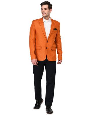 orange linen single breasted casual blazer - 15882468 - Standard Image - 4