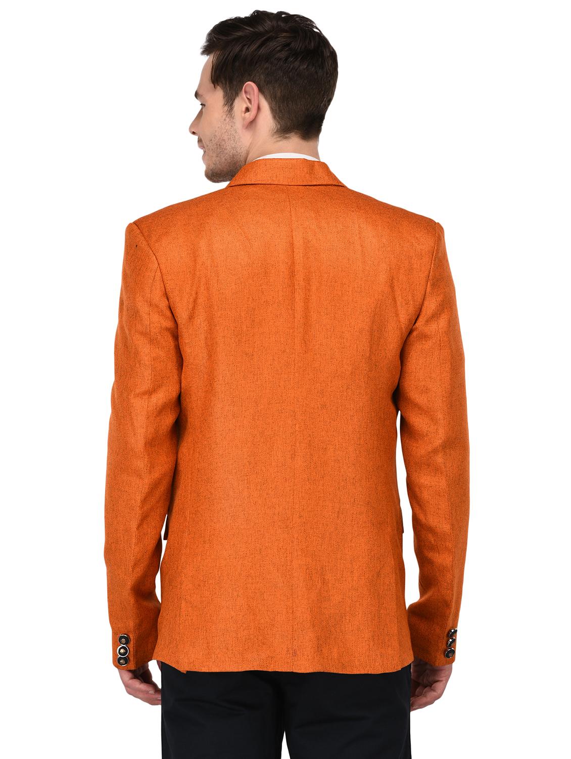 orange linen single breasted casual blazer - 15882468 - Zoom Image - 3