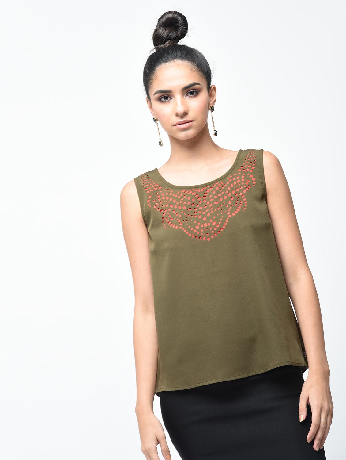 cut work detail boxy top - 15882566 - Zoom Image - 1
