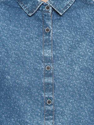 curved hem denim shirt - 15883651 - Standard Image - 4