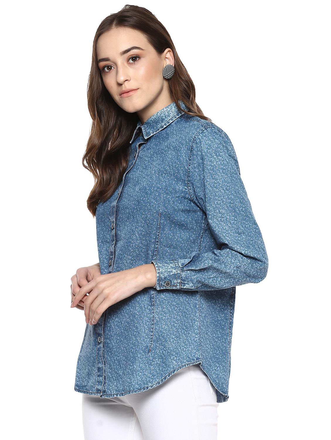 curved hem denim shirt - 15883651 - Zoom Image - 2
