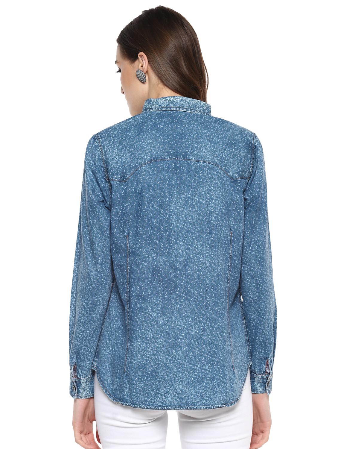 curved hem denim shirt - 15883651 - Zoom Image - 3