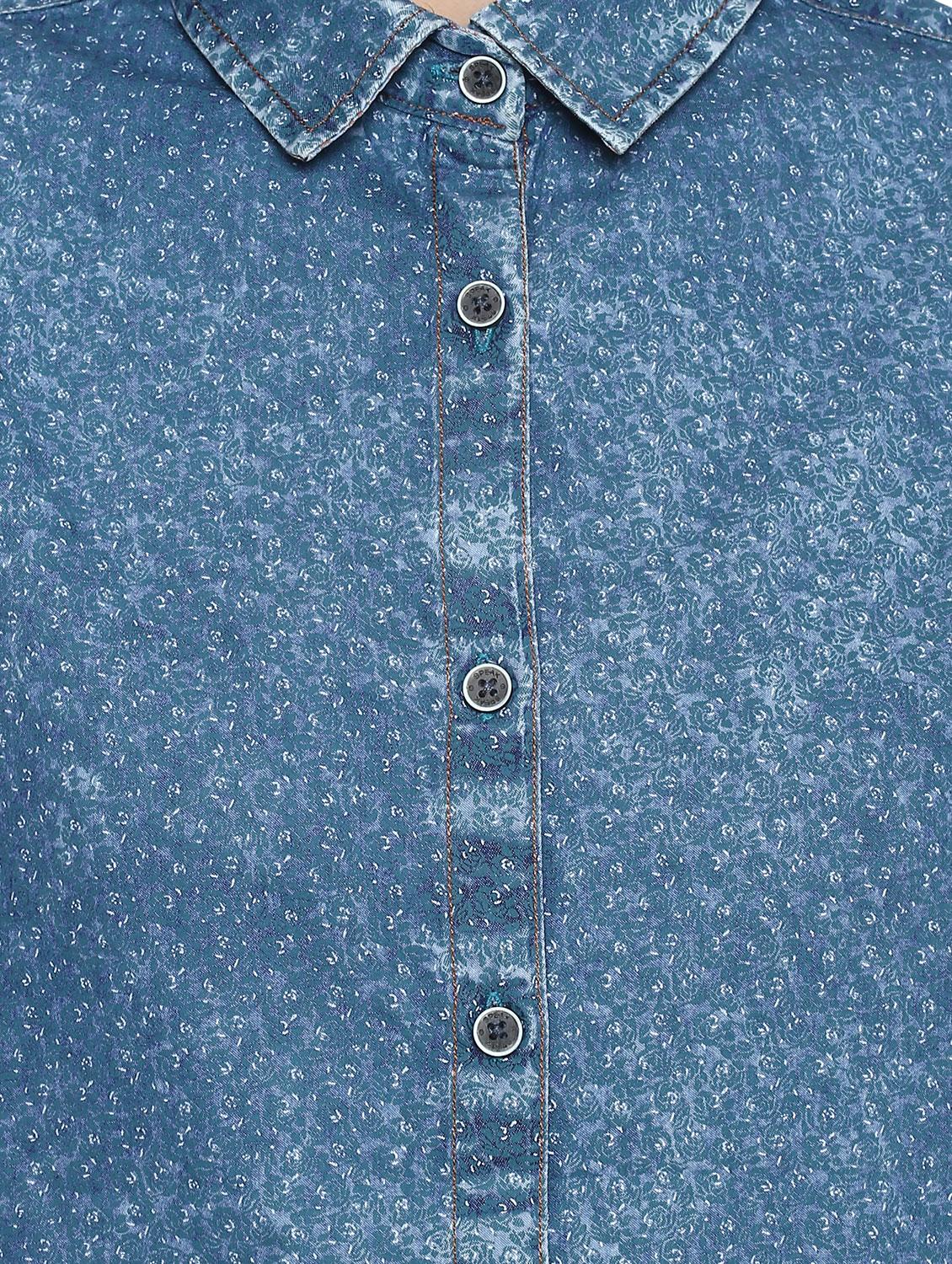 curved hem denim shirt - 15883651 - Zoom Image - 4