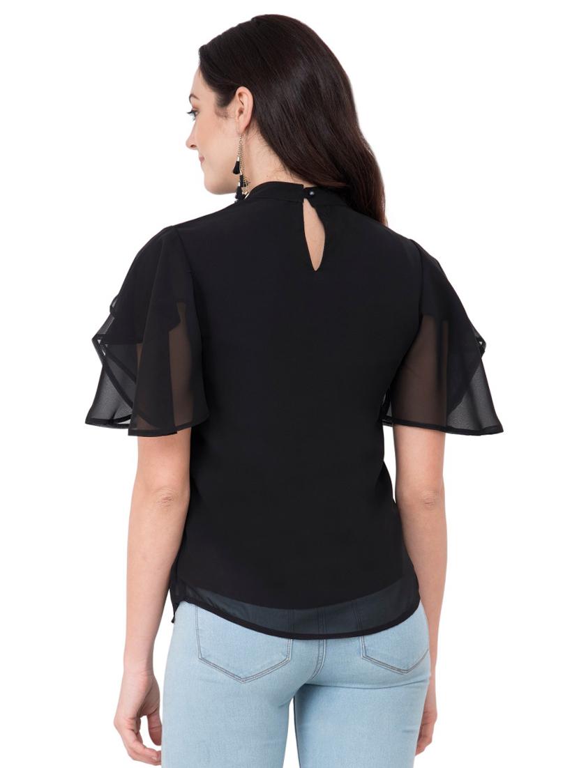 keyhole neck tulip sleeve top - 15884801 - Zoom Image - 3