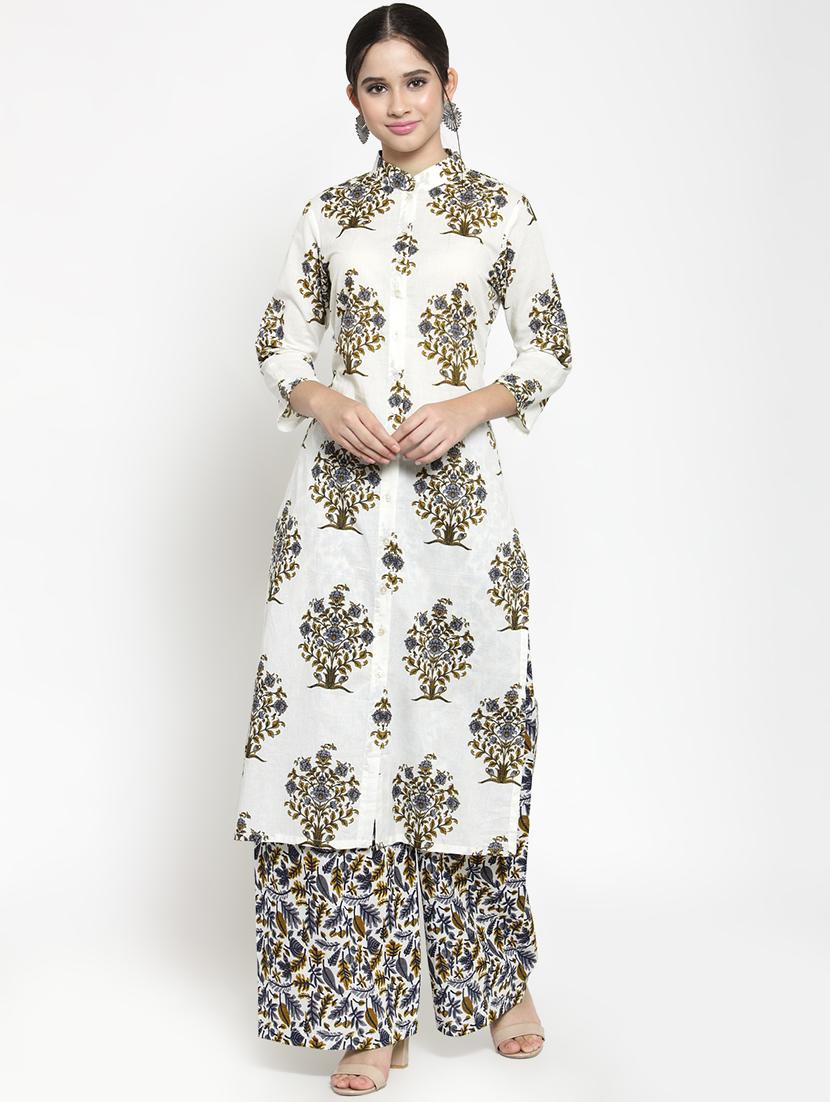 printed kurta with palazzo set - 15885299 - Zoom Image - 1