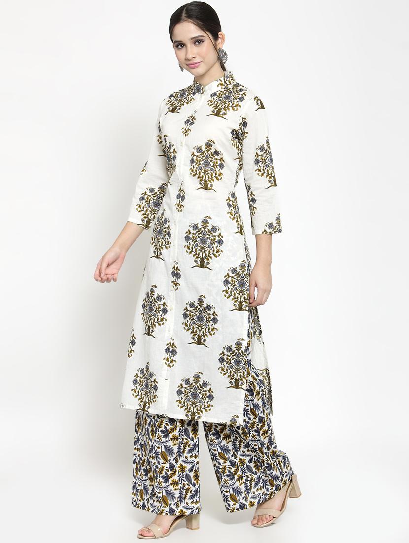 printed kurta with palazzo set - 15885299 - Zoom Image - 2
