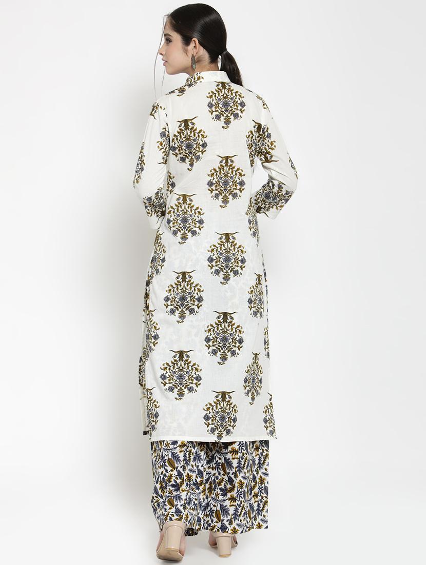 printed kurta with palazzo set - 15885299 - Zoom Image - 3