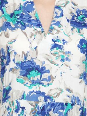 mandarin neck floral flared dress - 15885301 - Standard Image - 4
