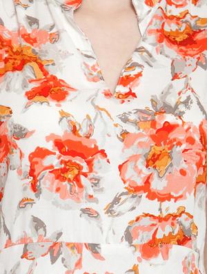 mandarin neck floral flared dress - 15885302 - Standard Image - 4