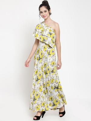 ruffled single shoulder floral dress - 15885307 - Standard Image - 2