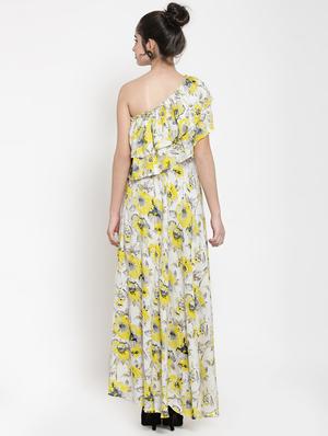 ruffled single shoulder floral dress - 15885307 - Standard Image - 3