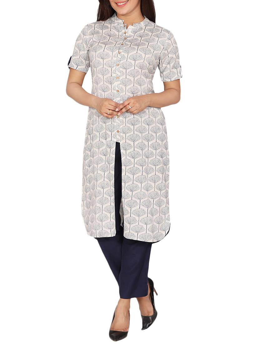 printed slit straight kurta - 15887535 - Zoom Image - 1