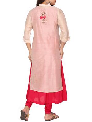 fuchsia embroidered layered kurta - 15887543 - Standard Image - 2