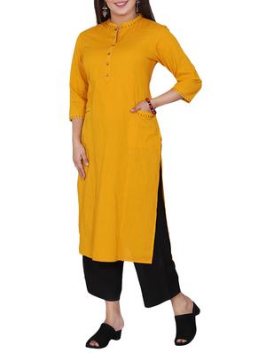 solid straight kurta with pocket - 15887550 - Standard Image - 2