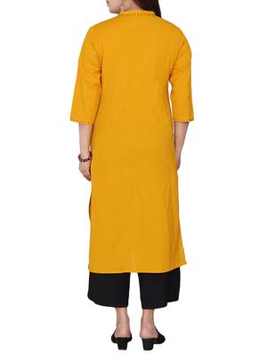 solid straight kurta with pocket - 15887550 - Standard Image - 3