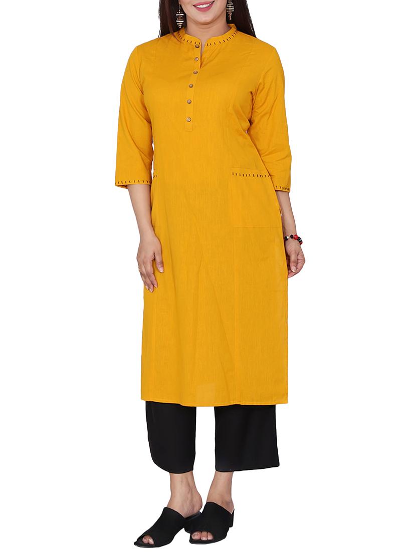 solid straight kurta with pocket - 15887550 - Zoom Image - 1