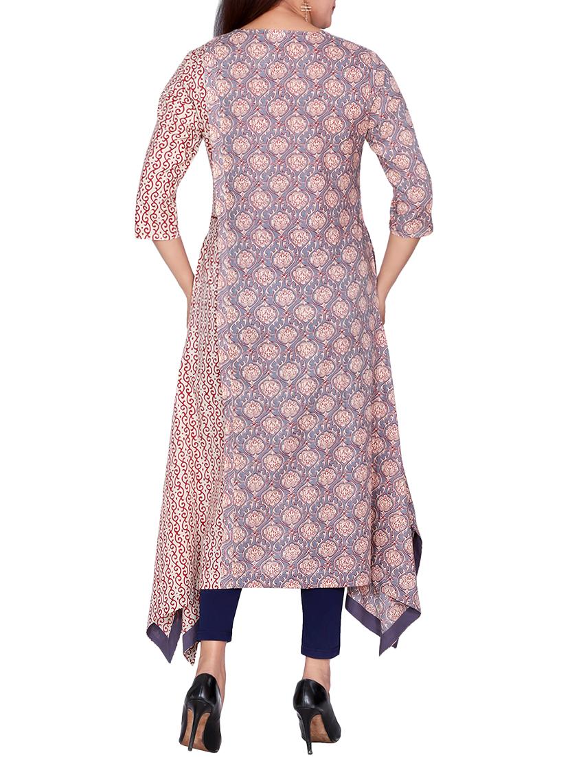 printed asymmetric kurta - 15887559 - Zoom Image - 3