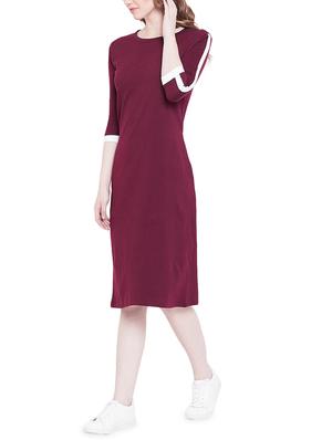 berry purple contrast panel dress - 15887616 - Standard Image - 2