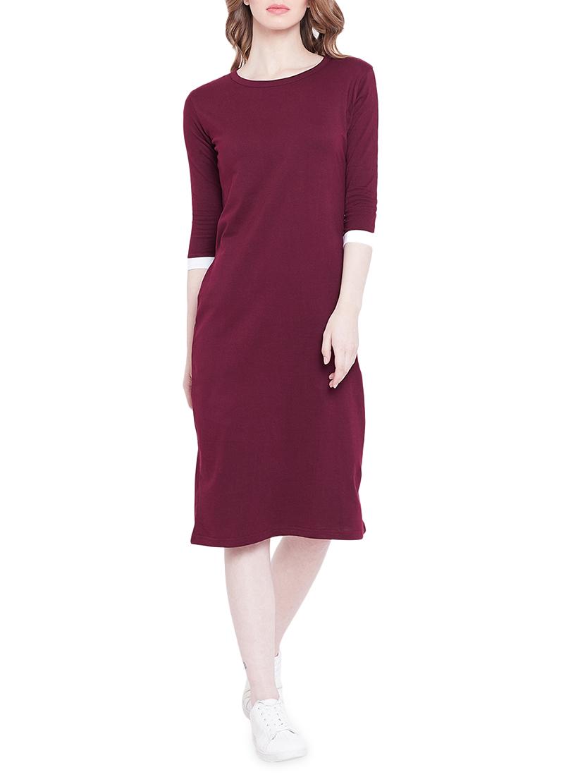 berry purple contrast panel dress - 15887616 - Zoom Image - 1