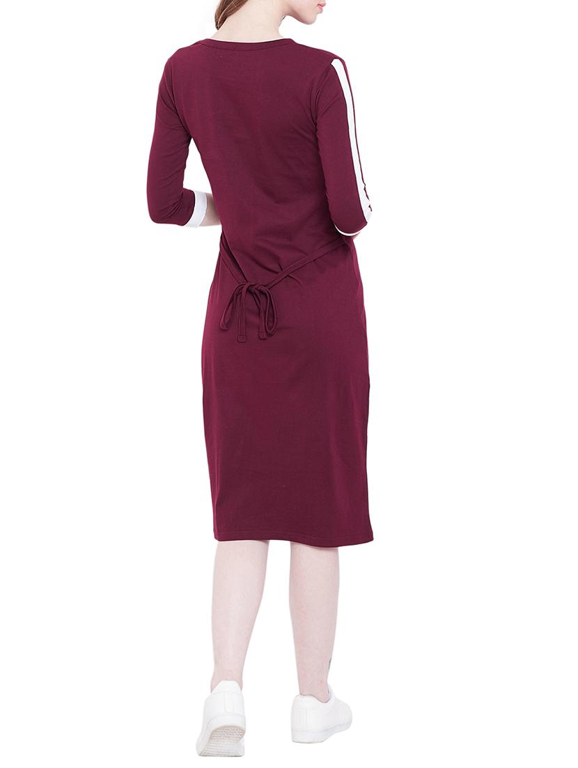 berry purple contrast panel dress - 15887616 - Zoom Image - 3