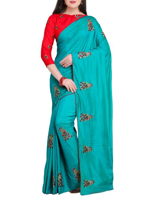 ethnic motif embroidered saree with blouse - 15887796 - Standard Image - 1