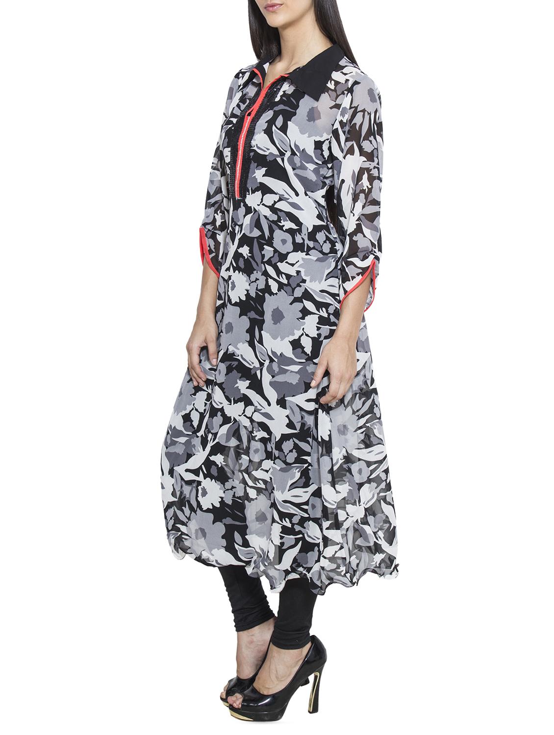 flared printed kurta - 15888334 - Zoom Image - 2