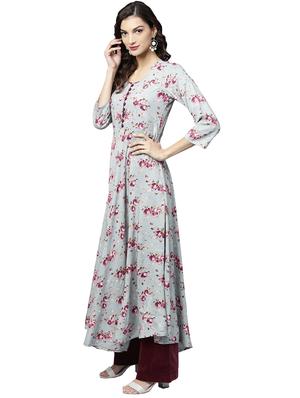 floral printed flared kurta - 15888730 - Standard Image - 2