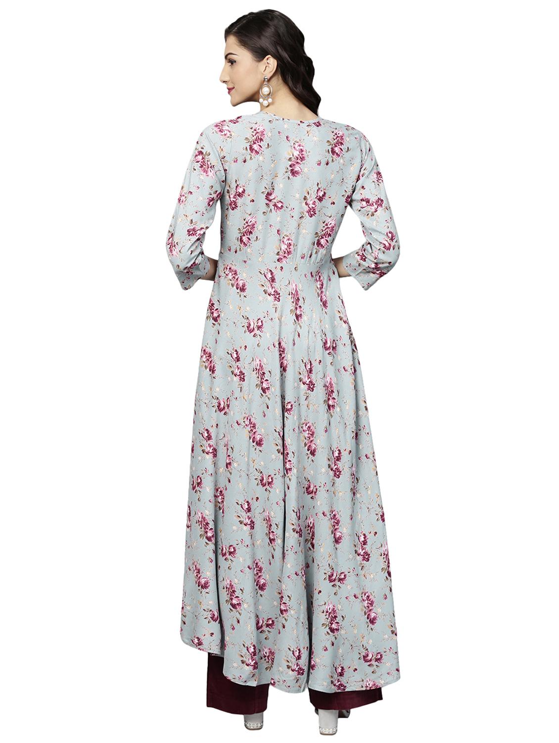floral printed flared kurta - 15888730 - Zoom Image - 3