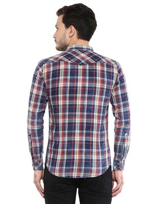 blue checkered casual shirt - 15888922 - Standard Image - 3