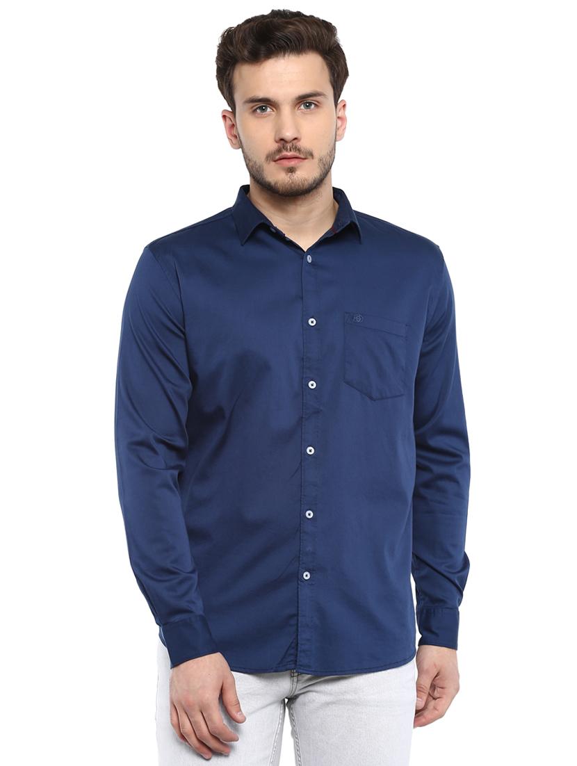 blue solid casual shirt - 15888925 - Zoom Image - 1