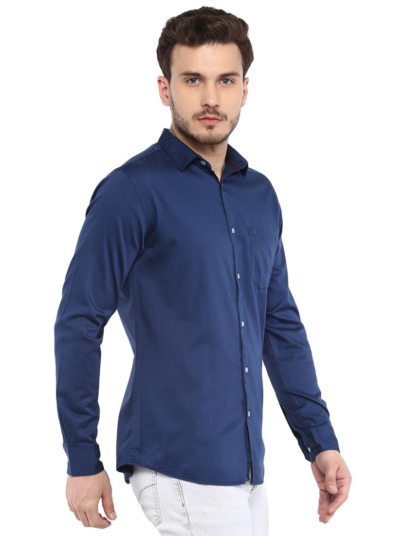 blue solid casual shirt - 15888925 - Zoom Image - 2