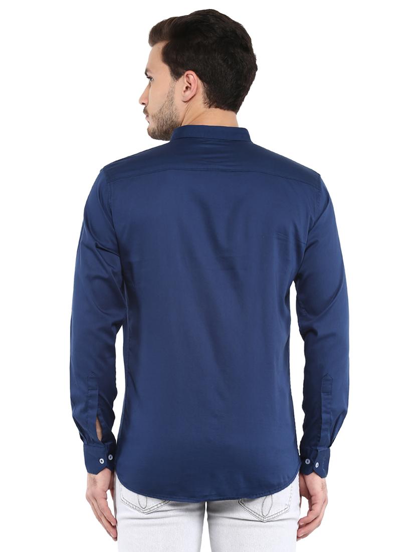 blue solid casual shirt - 15888925 - Zoom Image - 3