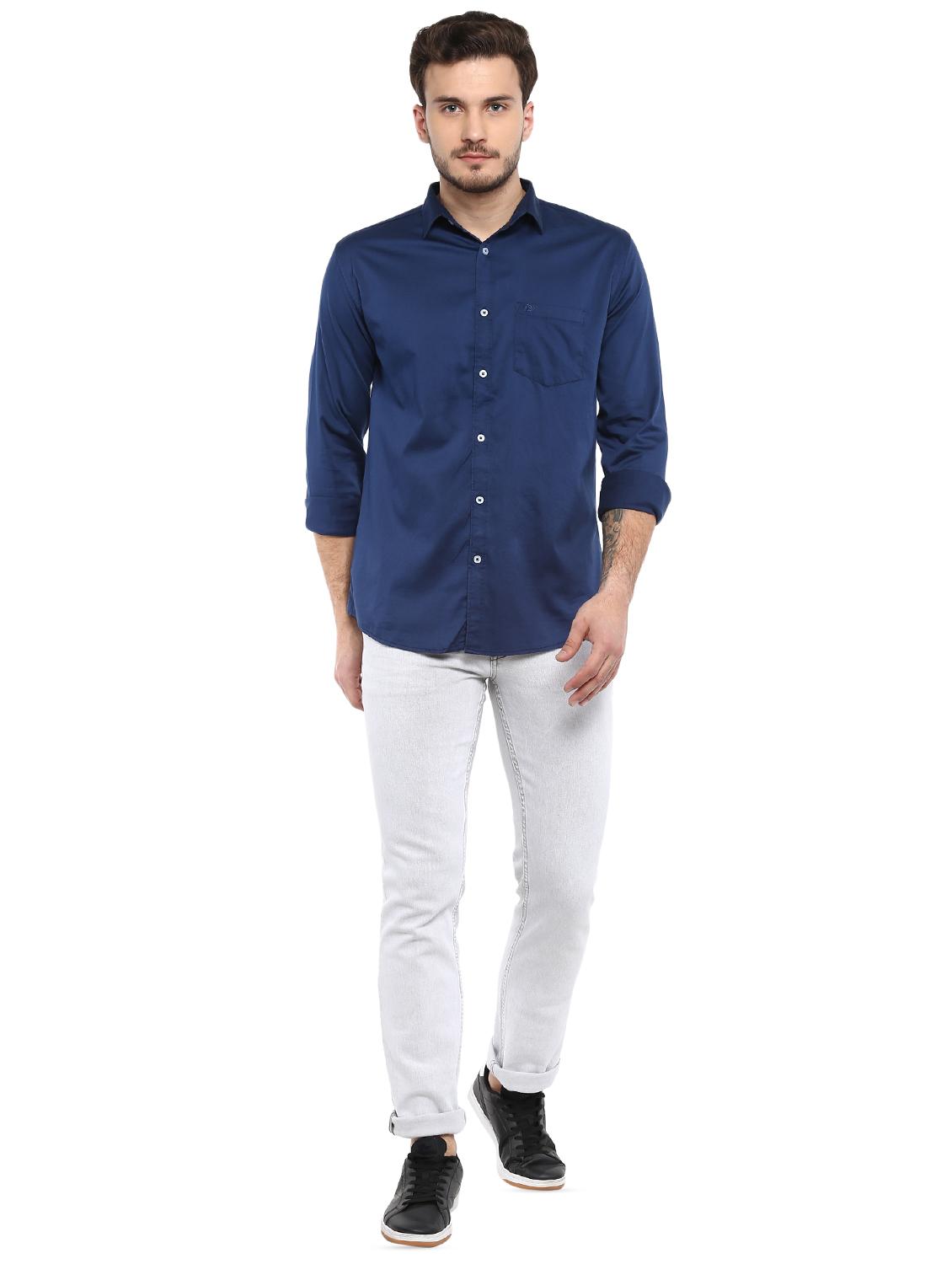 blue solid casual shirt - 15888925 - Zoom Image - 4