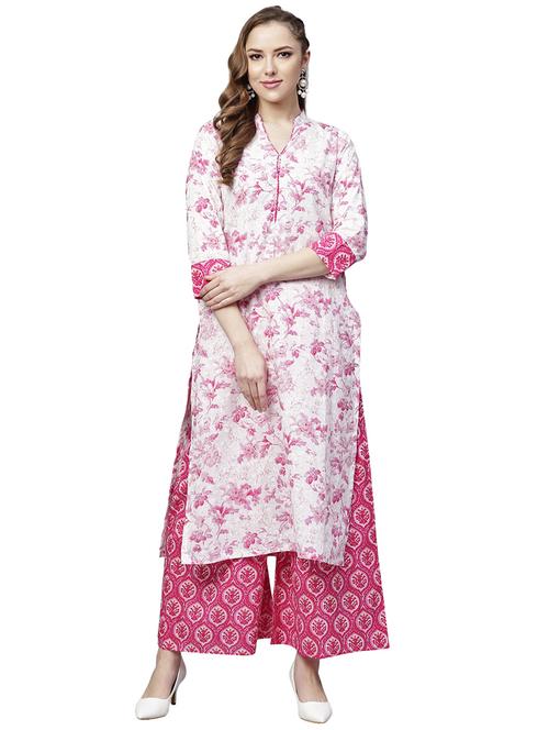 floral printed kurta palazzo set - 15889751 - Standard Image - 1