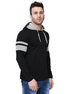 black taped hooded t-shirt - 15889842 - Standard Image - 2