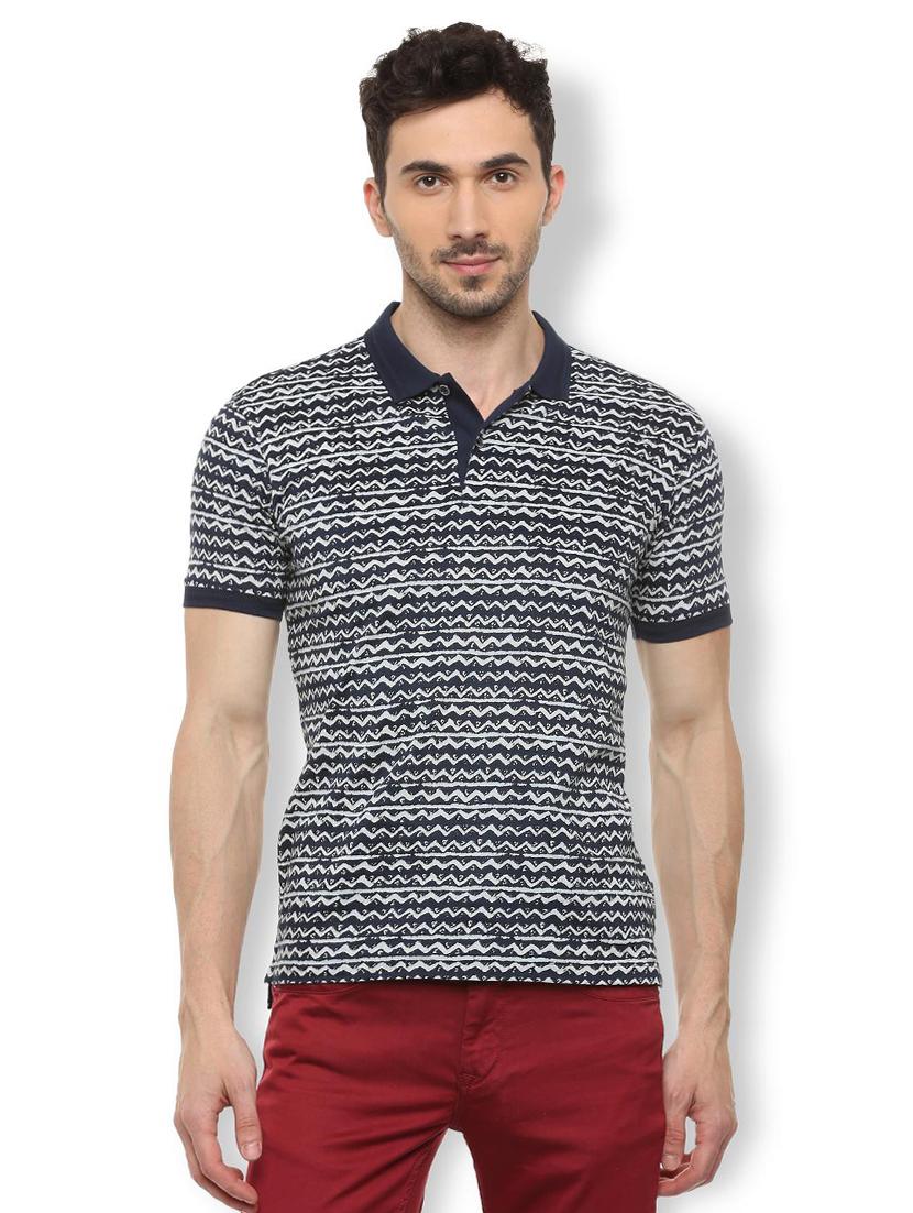 navy blue cotton all over print t-shirt - 15890165 - Zoom Image - 1