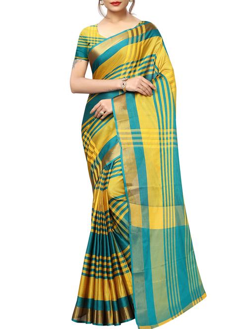 striped woven saree with blouse - 15890570 - Standard Image - 1