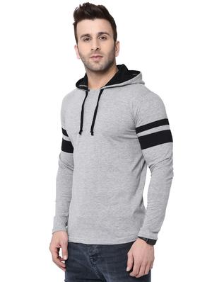 grey taped hooded t-shirt - 15890612 - Standard Image - 2