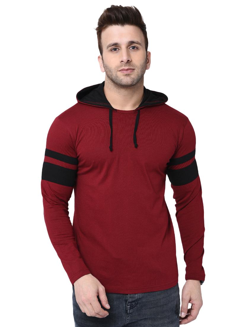 maroon cotton hooded t-shirt - 15890613 - Zoom Image - 1