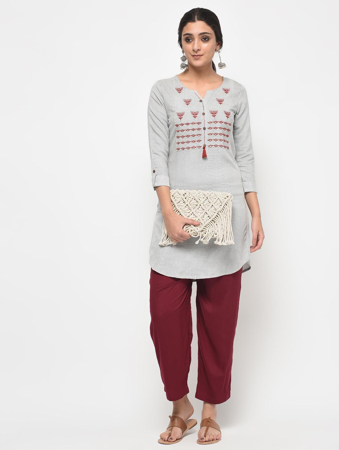 straight embroidered kurti - 15890793 - Zoom Image - 1