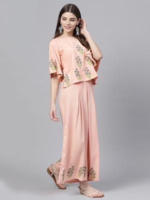 hand block printed top with palazzo set - 15891766 - Standard Image - 2
