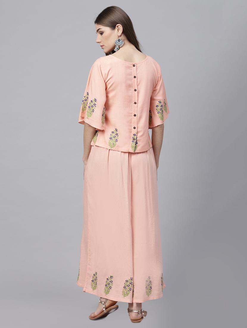 hand block printed top with palazzo set - 15891766 - Zoom Image - 3