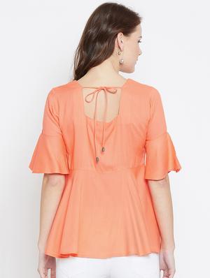 bell sleeved tie back embroidered top - 15891793 - Standard Image - 3