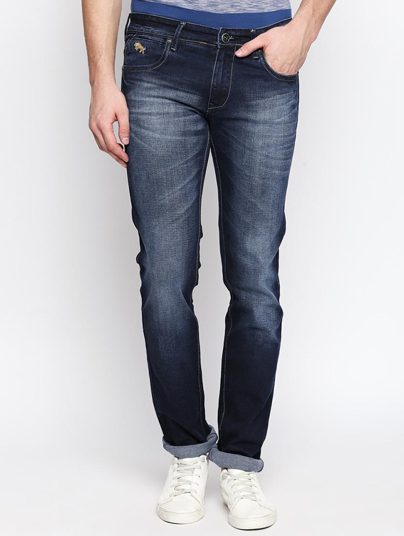dark blue cotton blend heavy washed jeans - 15893217 - Zoom Image - 1