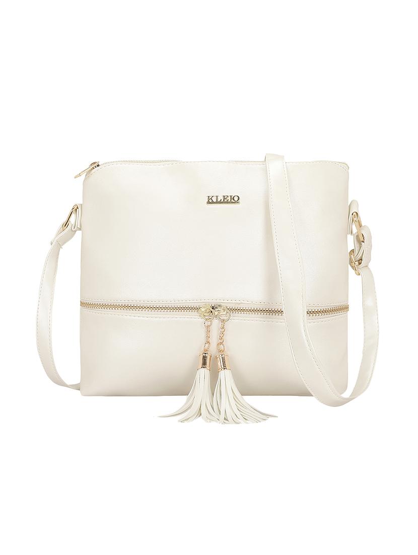 white leatherette (pu) regular sling bag - 15893340 - Zoom Image - 1
