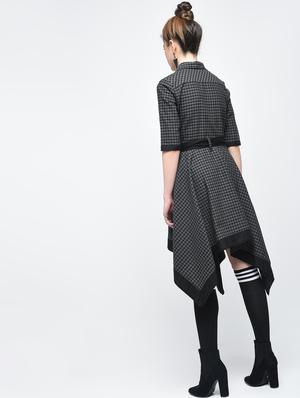 asymmetric tie belted checkered dress - 15894125 - Standard Image - 4