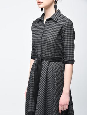 asymmetric tie belted checkered dress - 15894125 - Standard Image - 5